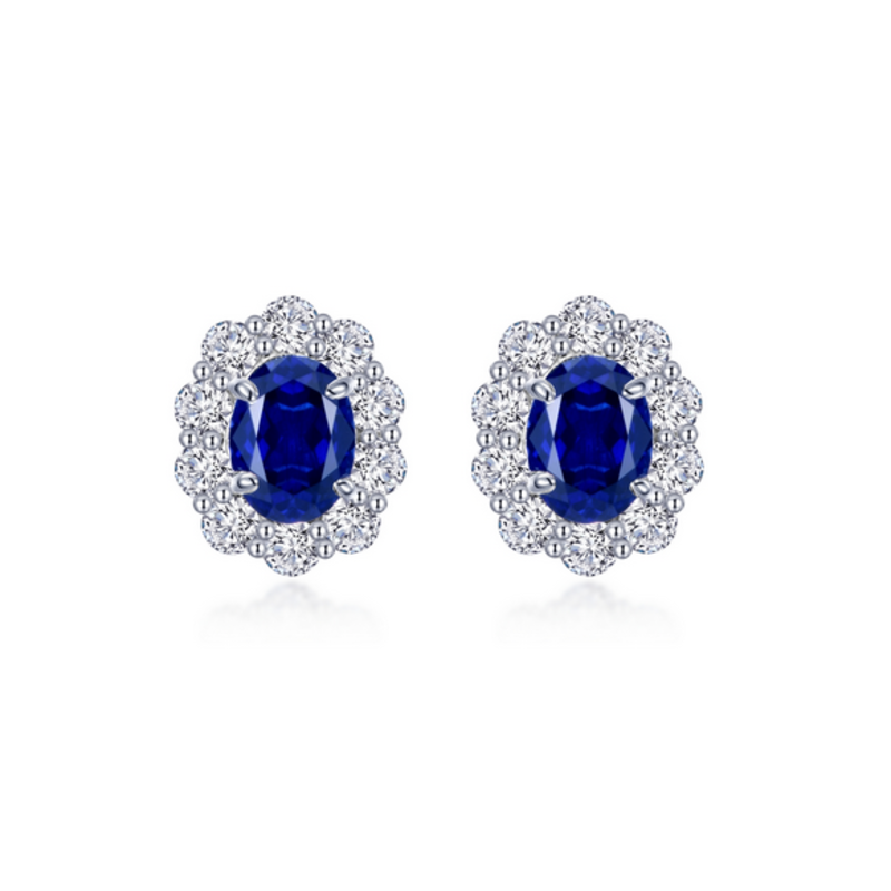 Lafonn Lab Grown Sapphire and Simulated Diamond Halo Stud Earrings