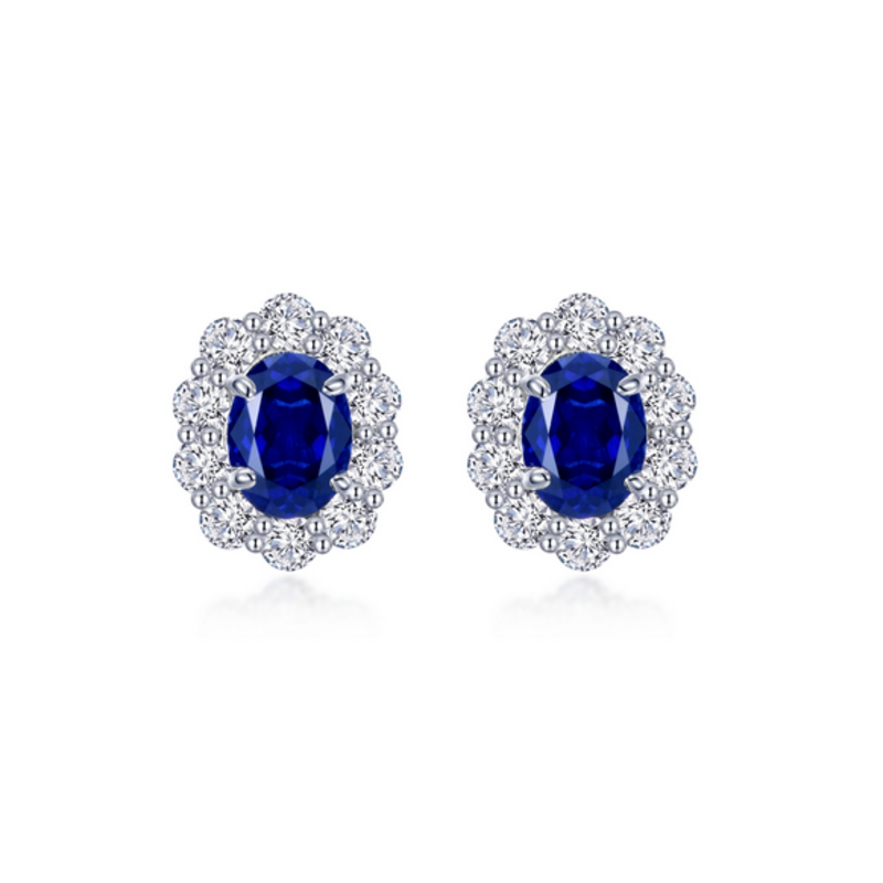 Lafonn Lafonn Lab Grown Sapphire and Simulated Diamond Halo Stud Earrings