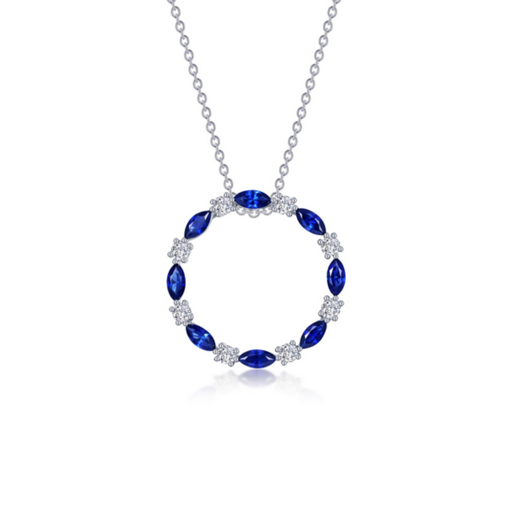Lafonn Lafonn Simulated Diamond and Lab Grown Sapphire Circle Pendant (20")