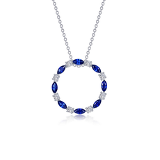 Lafonn Lafonn Simulated Diamond and Lab Grown Sapphire Circle Pendant (20")