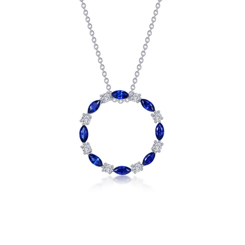 Lafonn Lafonn 1.80ctw Simulated Diamond and Lab Grown Sapphire Circle Pendant (20")