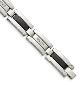 American Jewelry Stainless Steel 1/4ctw Diamond Polished Black IP-plated Bracelet (8.5")