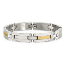 American Jewelry Stainless Steel 14k Gold Accent Polished Bracelet (8.5")