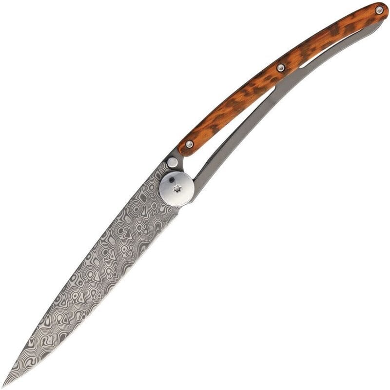 Deejo Deejo Prestige Damascus Steel Blade Titanium/Snakewood Handle Knife