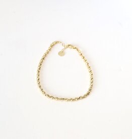 14k Yellow Gold Diamond Cut Alternating Bead Bracelet (7-8" Adjustable)