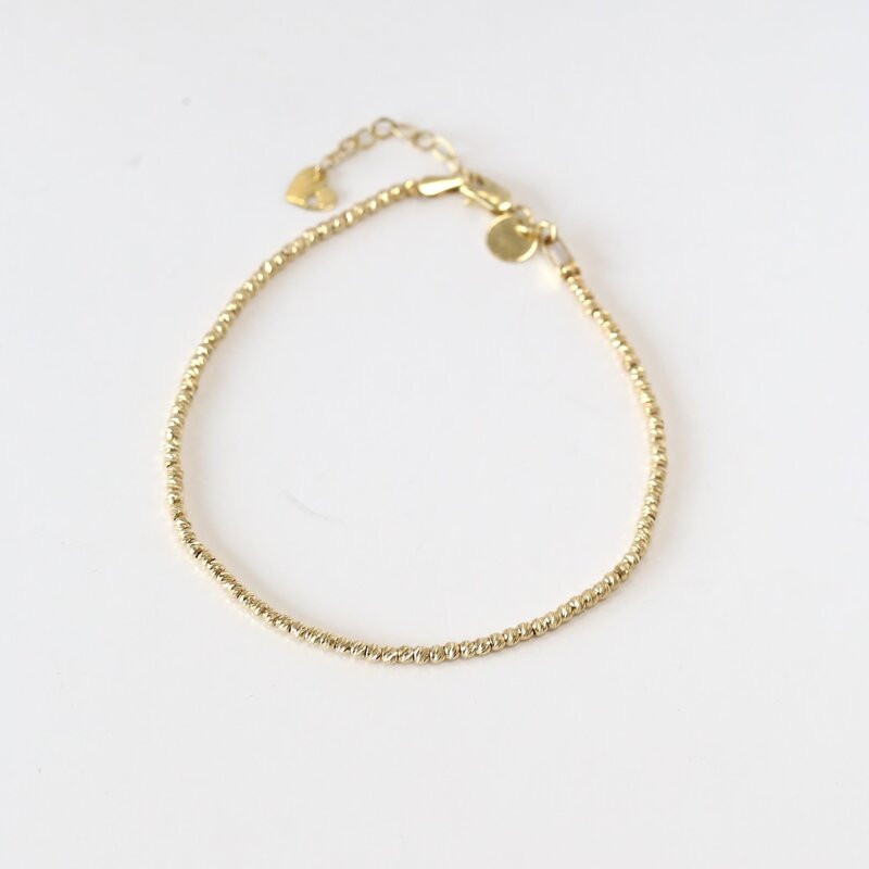 14k Yellow Gold Diamond Cut Bead Bracelet (7-8" Adjustable)