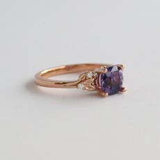 American Jewelry 14k Rose Gold 1.56ctw AAA Purple Sapphire w/ Diamond Leafy Accent Ring