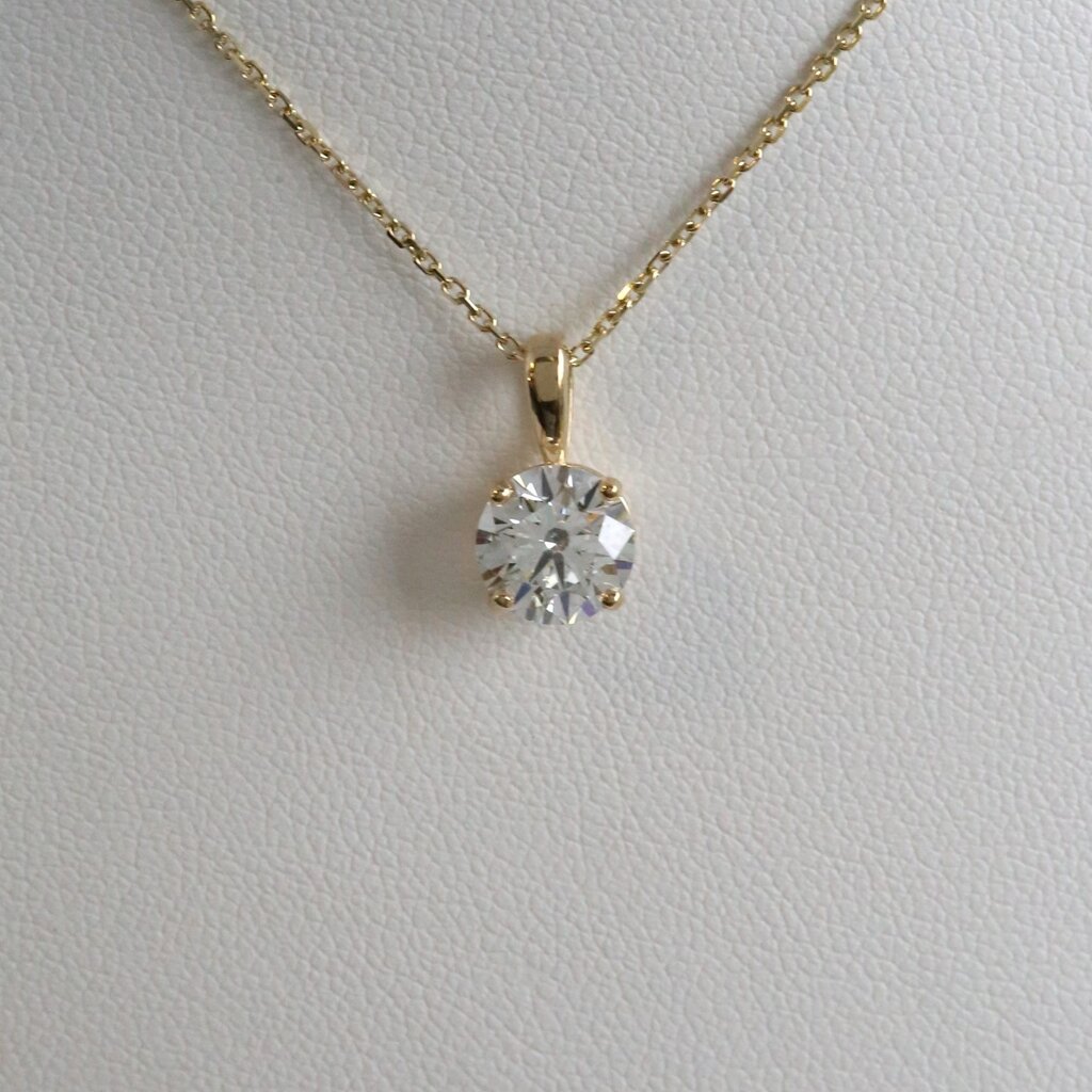 American Jewelry 14k Yellow Gold 1.51ctw G/SI2 Lab Grown Diamond Solitaire Necklace