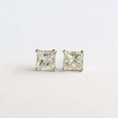 American Jewelry 14k White Gold 2.04ctw K-J/VS2 GIA Princess Cut Solitaire Stud Earrings