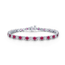 Lafonn Lafonn 11ctw Lab Grown Ruby and Simulated Diamond Classic Tennis Bracelet (7")