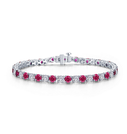 Lafonn Lafonn 11ctw Lab Grown Ruby and Simulated Diamond Classic Tennis Bracelet (7")