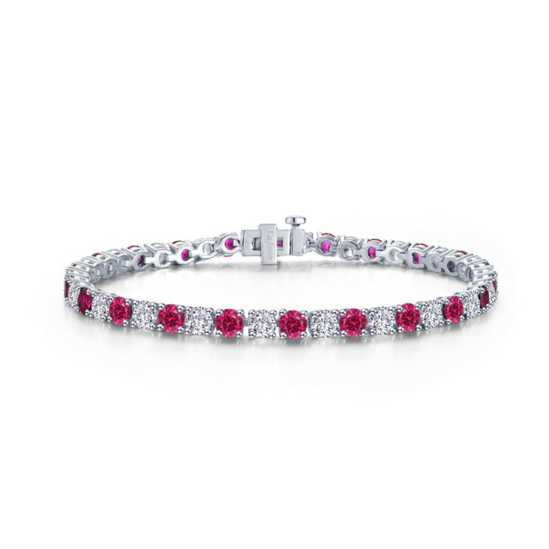Lafonn Lafonn 11ctw Lab Grown Ruby and Simulated Diamond Classic Tennis Bracelet (7")