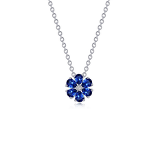 Lafonn Lafonn 1.21ctw Fancy Lab Grown Sapphire Flower Necklace (16"-20" Adjustable)