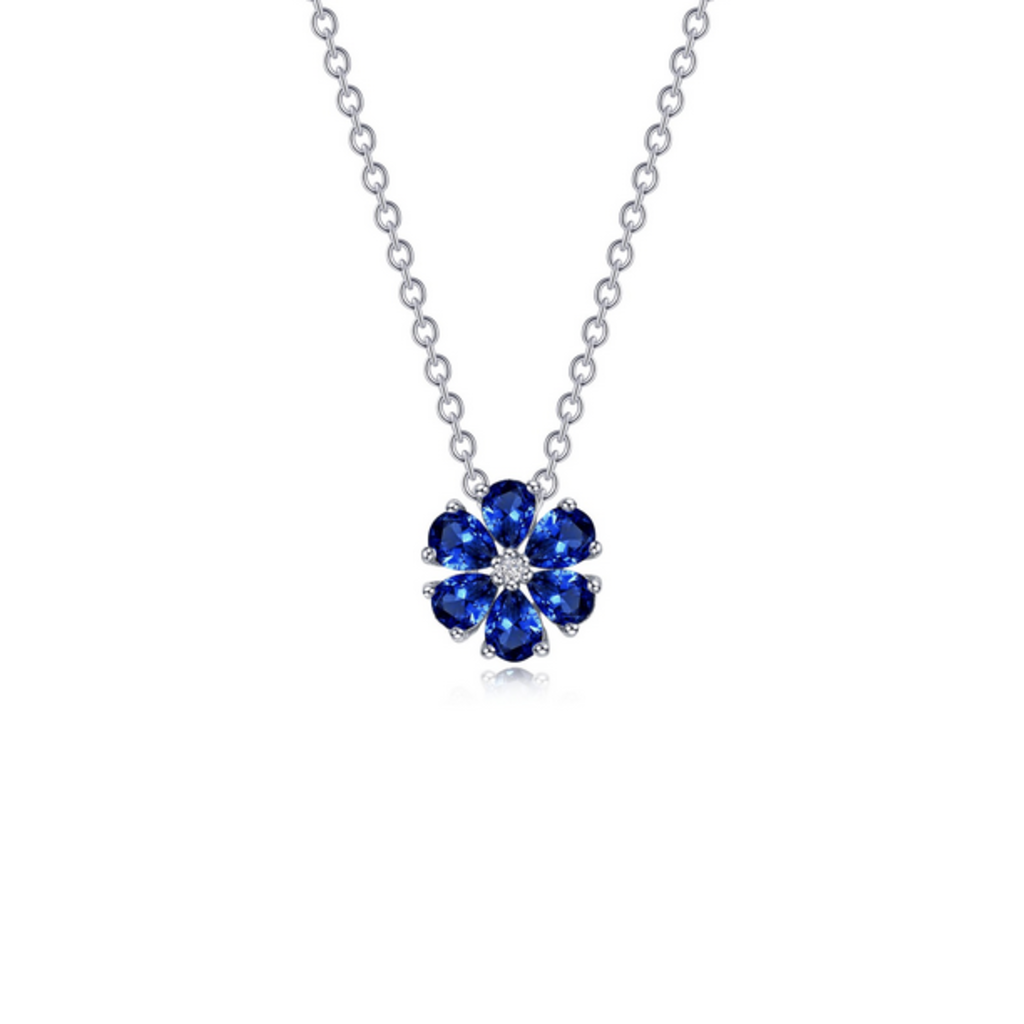 Lafonn Lafonn 1.21ctw Fancy Lab Grown Sapphire Flower Necklace (16"-20" Adjustable)