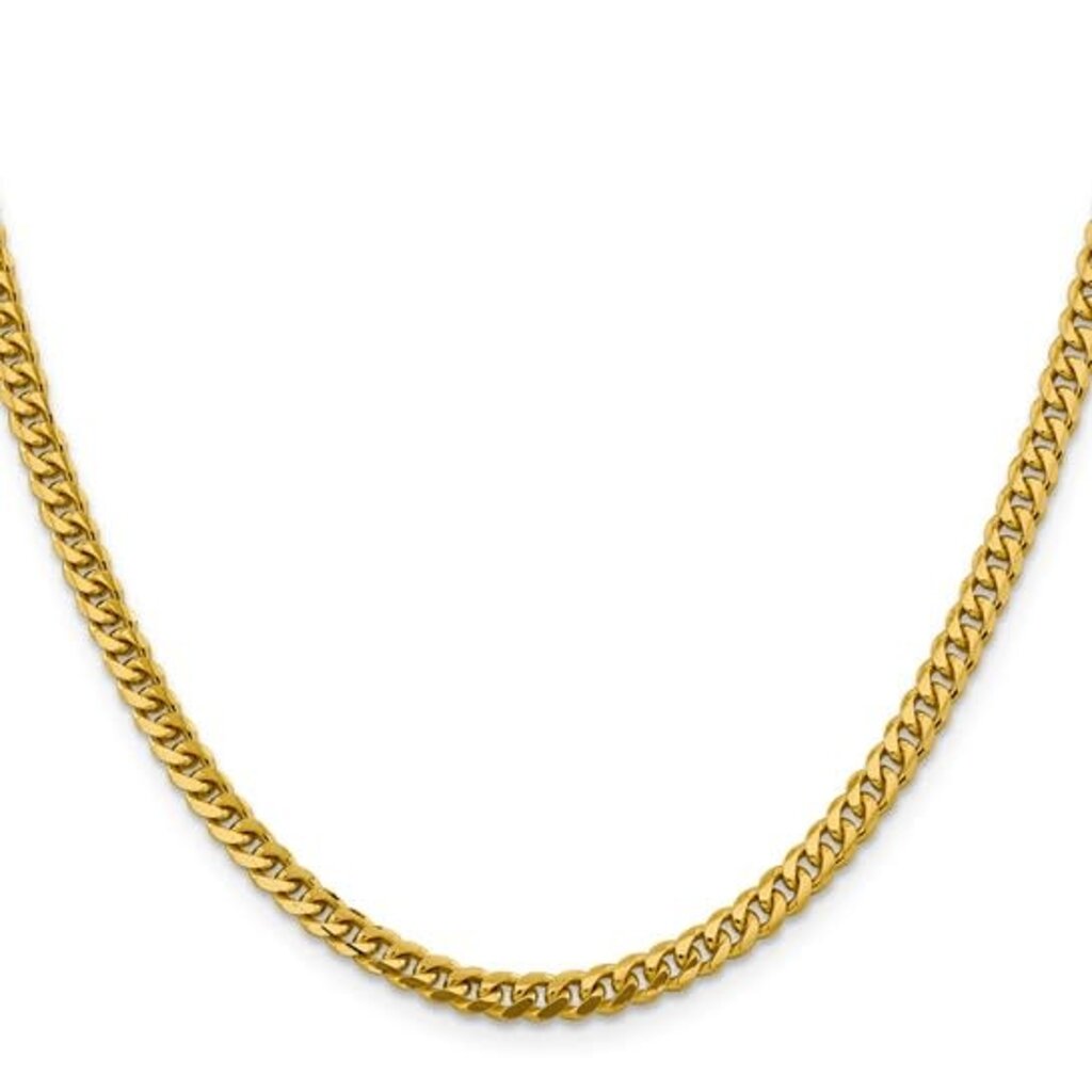 American Jewelry 14k Yellow Gold 4.25mm Solid Miami Cuban Link Chain (20")