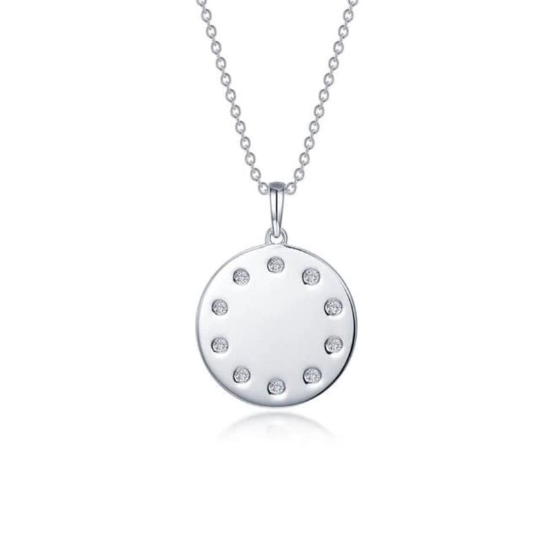 Lafonn Lafonn Sterling Silver & Platinum High Polish Round Disc Pendant Necklace