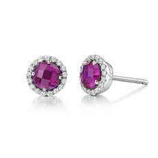 Lafonn Lafonn 1.26ctw July Birthstone Earrings, Lab Ruby & Simulated Diamonds, Sterling Silver