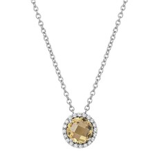 Lafonn Lafonn 1.05ctw November Birthstone Pendant, Citrine & Simulated Diamonds, Sterling Silver (18")