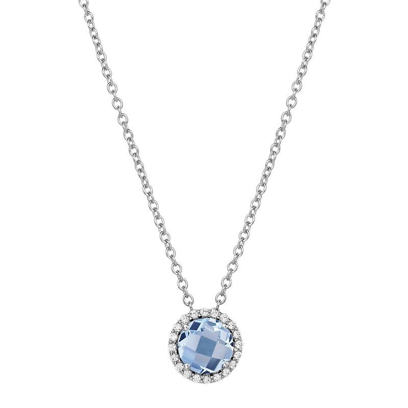 Lafonn Lafonn March Birthstone Pendant, Simulated Aquamarine & Diamonds 1.05ctw, Sterling Silver (18")