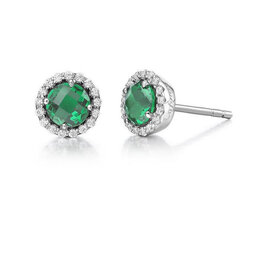 Lafonn Lafonn May Birthstone Earrings, Simulated Emeralds & Diamonds 1.26ctw, Sterling Silver