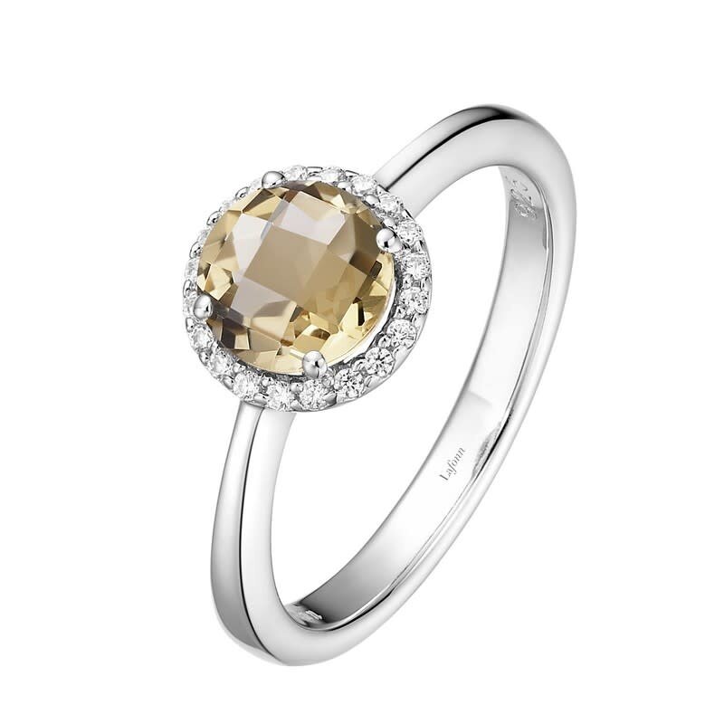 Lafonn Lafonn 1.05ctw November Birthstone Ring, Citrine & Simulated Diamonds, Sterling Silver