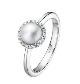 Lafonn Lafonn .20ctw June Birthstone Ring, Pearl & Simulated Diamonds, Sterling Silver