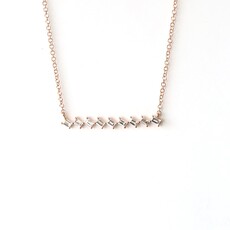 14k Gold .19ct Diamond Baguette Tilted Bar Necklace