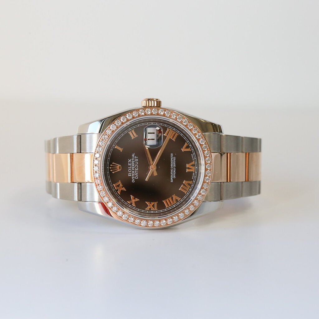Rolex Pre-Owned Rolex 18k Rose/SS Datejust 1.50 Diamond Dial, 116201