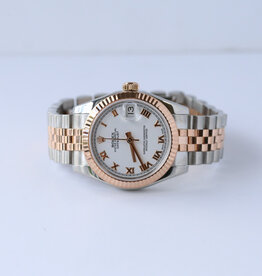 American Jewelry Preowned  Rolex Oystersteel & Everose Gold  Datejust with White Roman Dial & Fluted Bezel