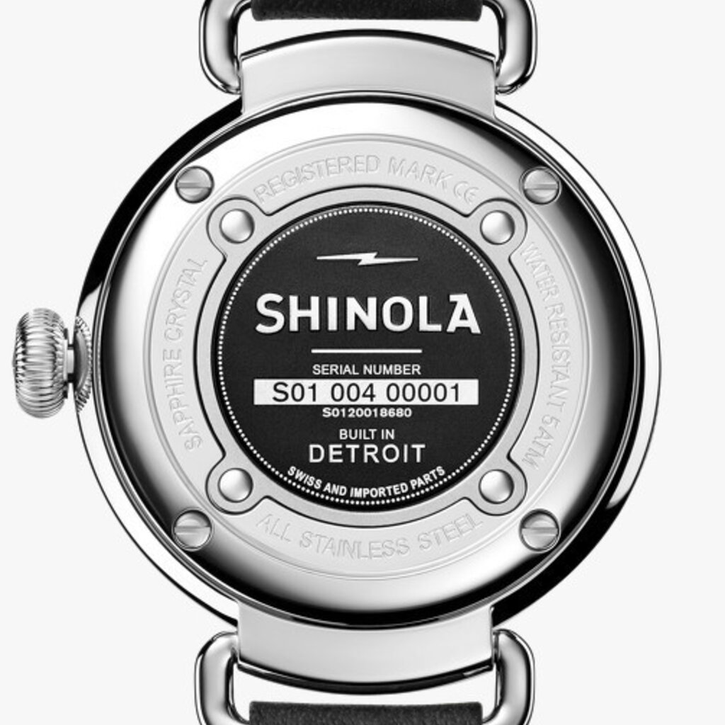 Shinola Shinola Canfield 32mm MOP Dial Black Leather Strap Watch