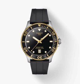 Tissot Tissot Seastar 100 Dive Watch w/ Black Dial & Gold-tone Case
