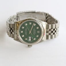 Rolex Preowned Rolex Oyster Perpetual Datejust Watch w/  Green Dial & Jubliee Band