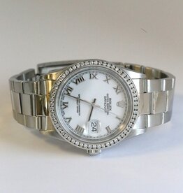 Rolex Preowned Mens Rolex Oyster Perpetual Datejust Watch w/ Diamond Bezel