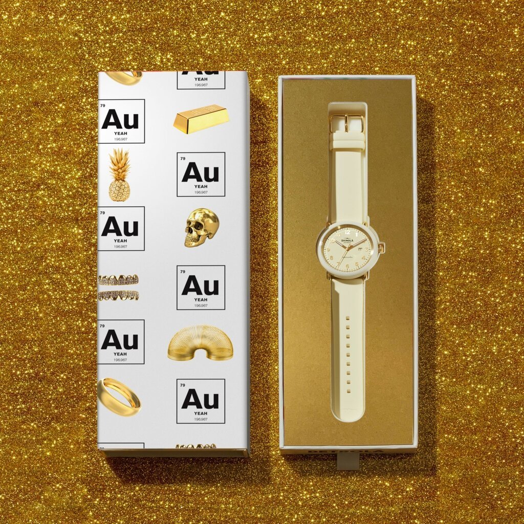 Honey Bee 30mm Gold & Cream Leather Strap Watch | Olivia Burton London