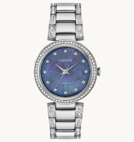 Citizen Citizen Eco Drive Ladies Royal Blue Dial Silhouette Watch w/ Crystal Band