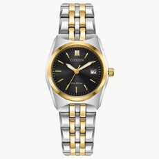 Citizen Citizen Eco Drive Two-Tone Stainless Steel Watch w/ Black Dial and Jubilee Band