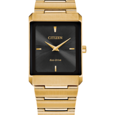 Citizen Citizen Eco-Drive Stiletto Tank Gold-tone Gents Watch with Black Dial