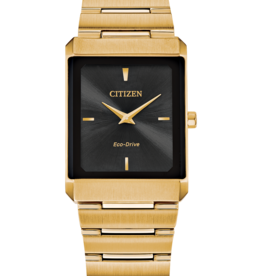 Citizen Citizen Eco-Drive Stiletto Tank Gold-tone Gents Watch with Black Dial
