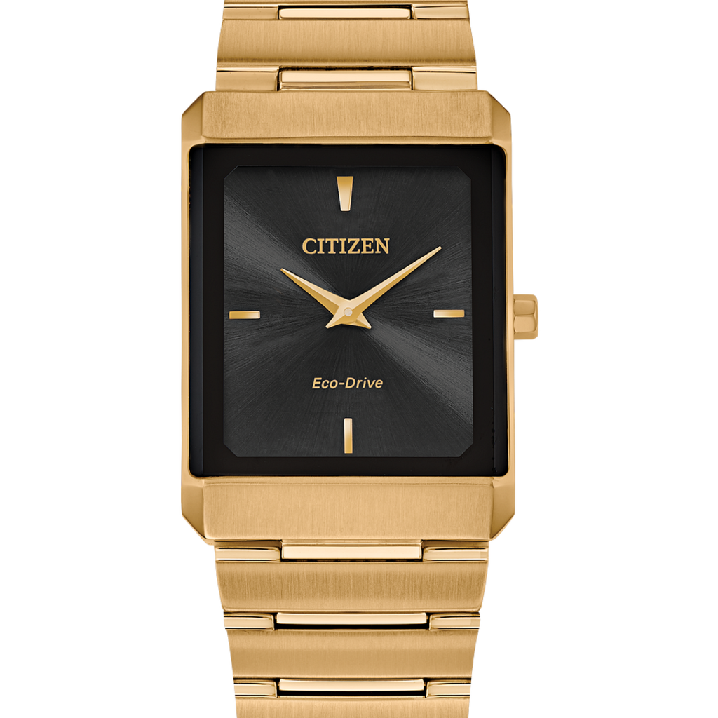 Citizen Citizen Eco-Drive Stiletto Gold-tone Midsize Watch with Black Dial