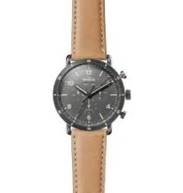 Shinola Shinola Canfield Sport 45mm Natural Leather Band Gray Mens Watch