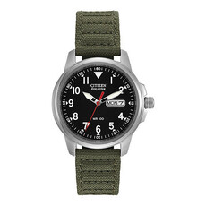 Citizen Citizen Eco-Drive Chandler Gents Watch with Black Dial & Green Nylon Strap