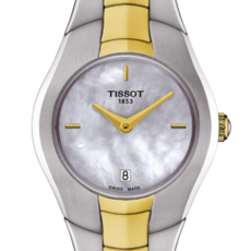 Tissot Tissot T-Trend T-Round Ladies Two-Tone Watch with Mother of Pearl Dial