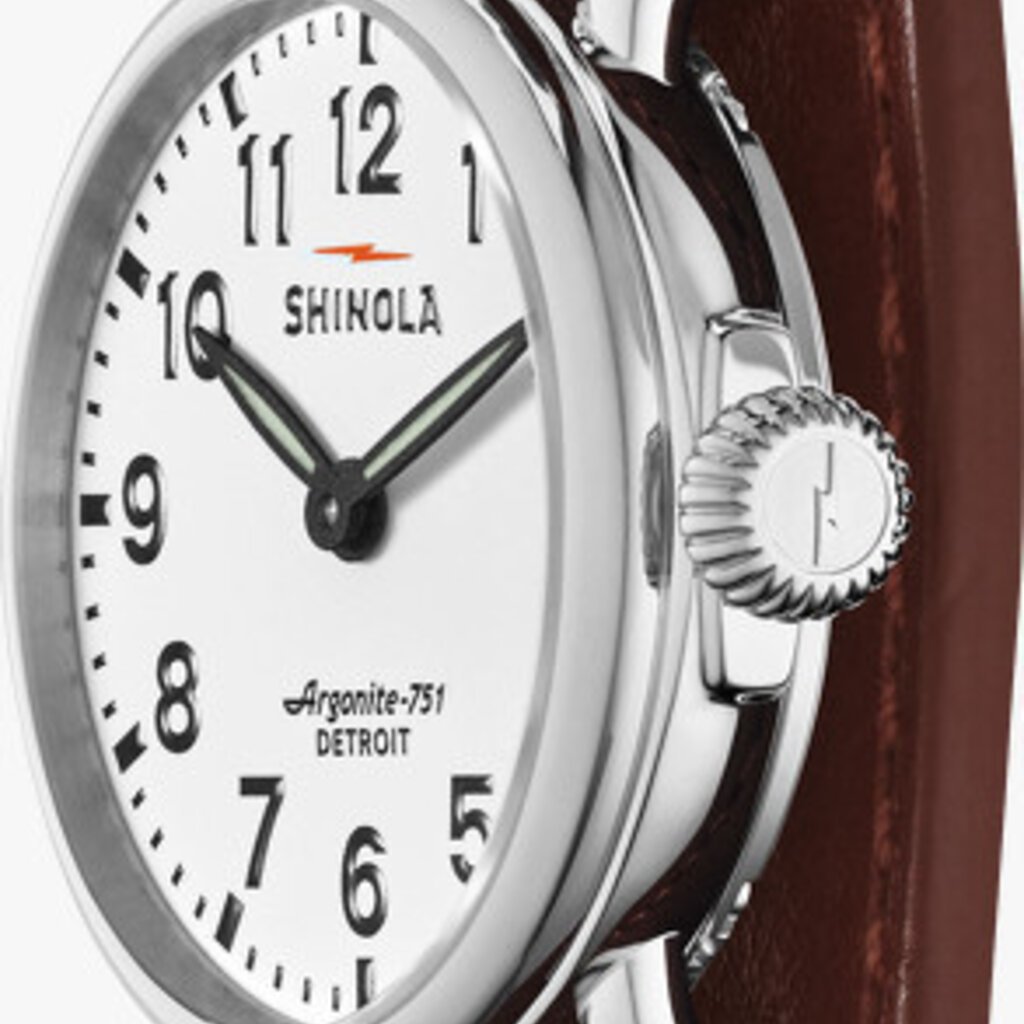 Shinola Runwell 28mm Watch with Dark Congac Aniline Latigo Leather Strap