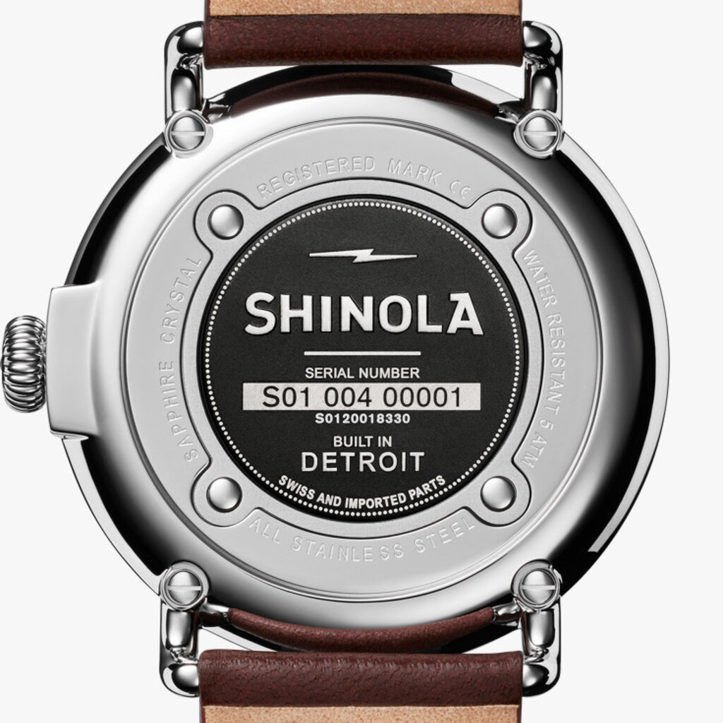 Shinola Shinola Runwell 47mm Cool Gray Dial Dark Cognac Leather Strap Watch (S0120018330)
