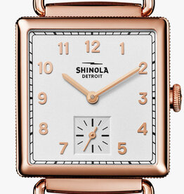 Shinola Cass 28mm Rose PVD White Dial Bourbon Leather Strap Watch