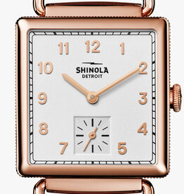 Shinola Shinola Cass 28mm Rose PVD White Dial Bourbon Leather Strap Watch