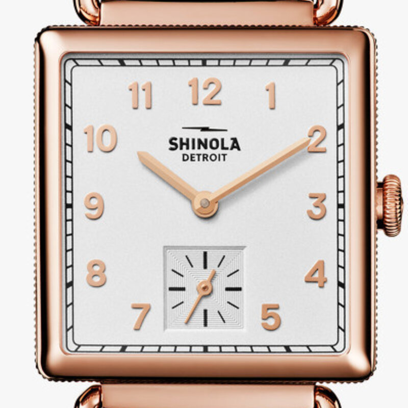 Shinola Shinola Cass 28mm Rose PVD White Dial Bourbon Leather Strap Watch