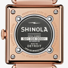Shinola Shinola Cass 28mm Rose PVD White Dial Bourbon Leather Strap Watch
