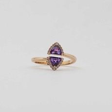 American Jewelry 14k Rose Gold .56ctw Amethyst & .13ctw Diamond Ladies Bypass Ring (Size 6)