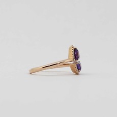 American Jewelry 14k Rose Gold 1.13ctw Amethyst & .12ctw Diamond Ladies Halo Bypass Ring (Size 6)